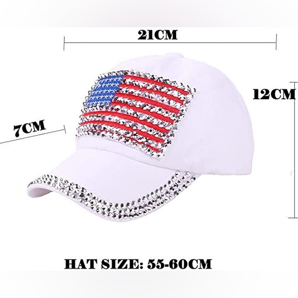 🇺🇸USA Bright & Bursting With Bling American Flag Adjustable Hat! - Picture 5 of 9